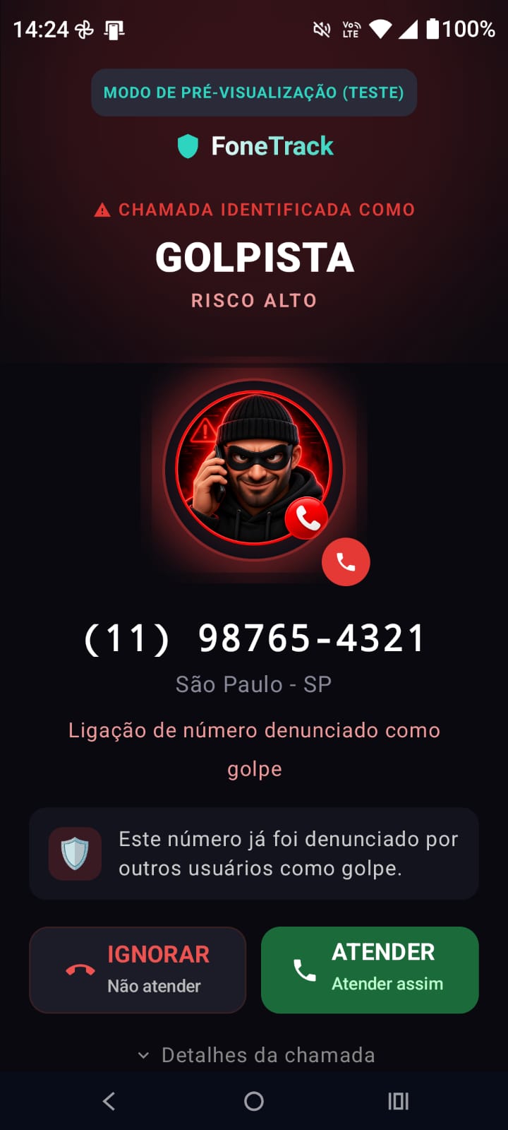 Bloqueio inteligente de chamadas por prefixo