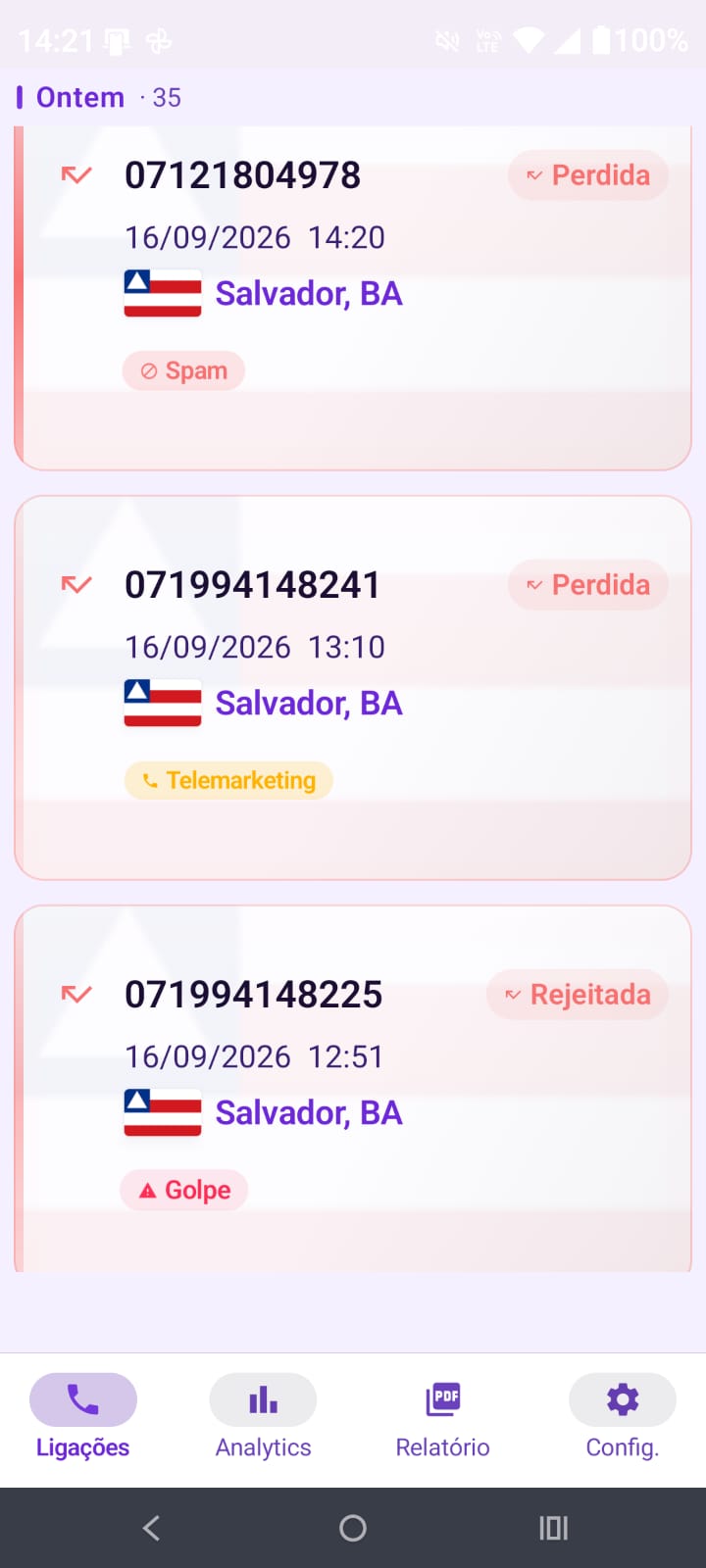 Configurações e assinaturas do FoneTrack PRO
